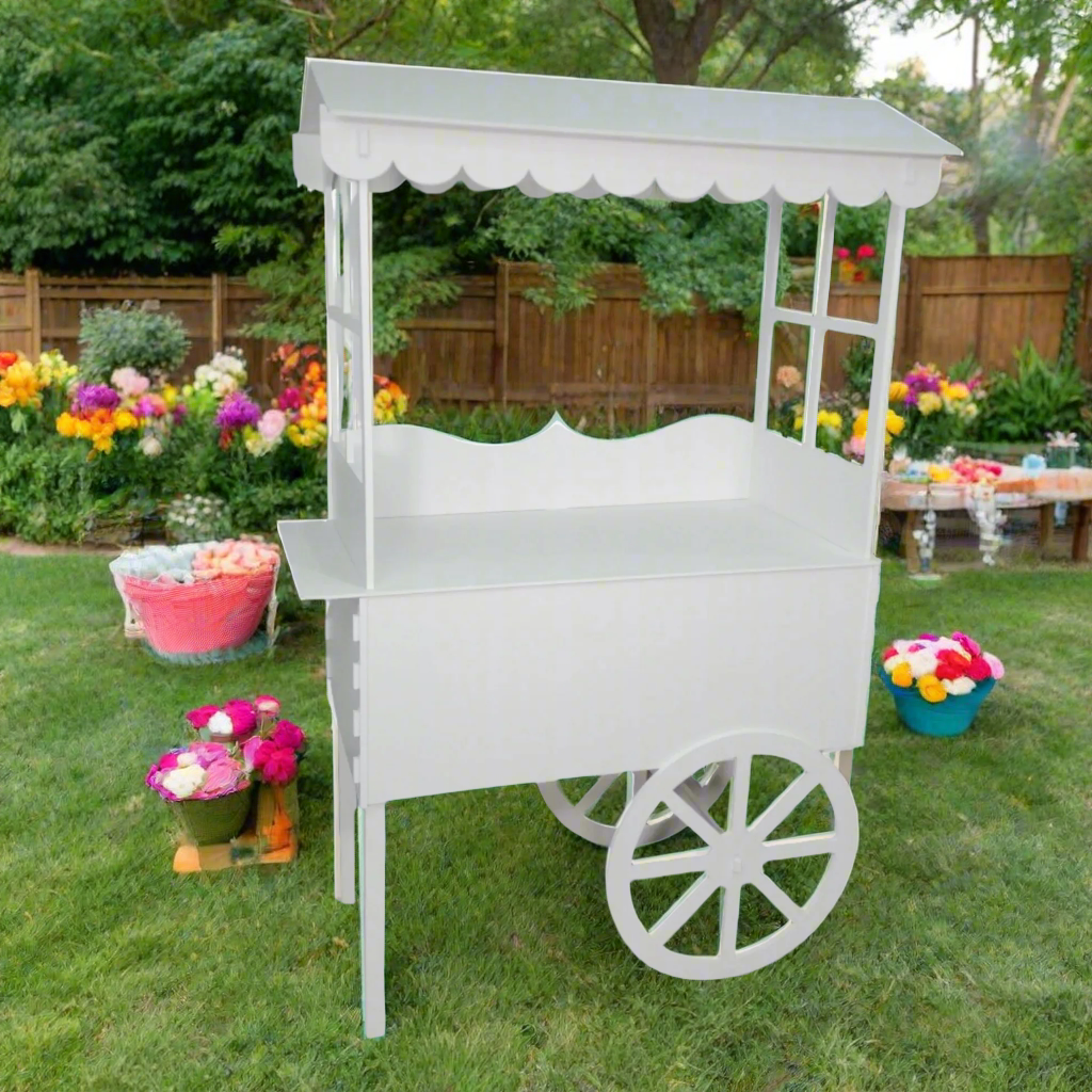 Candy Cart on Wheels with White Roof for Sale