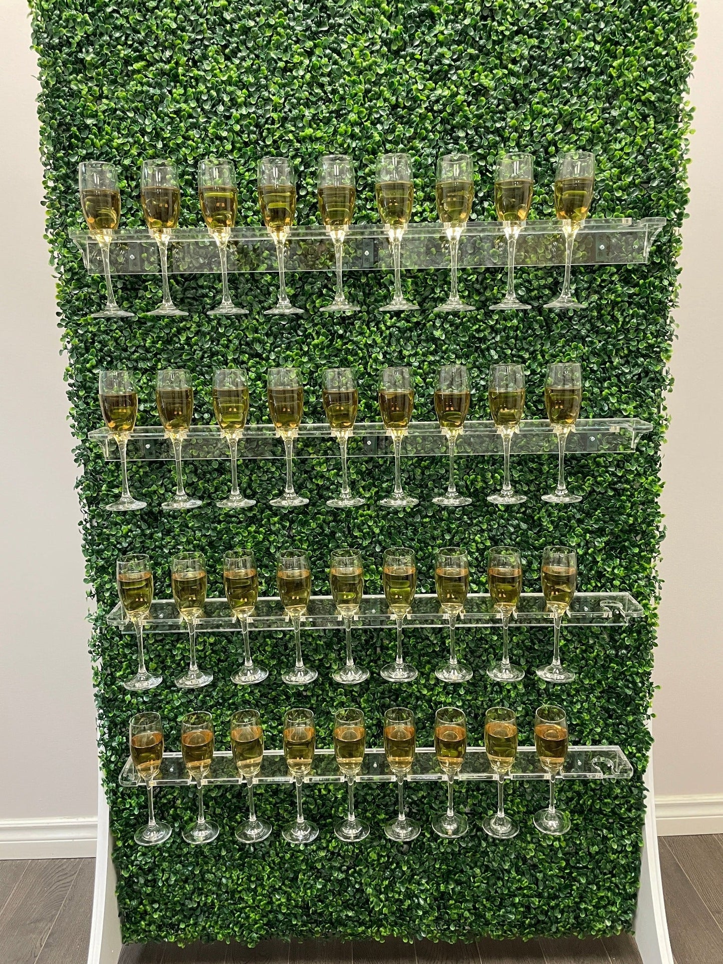 Stylish 40-Glass Flute Display wall, 4-Tier Champagne Holder