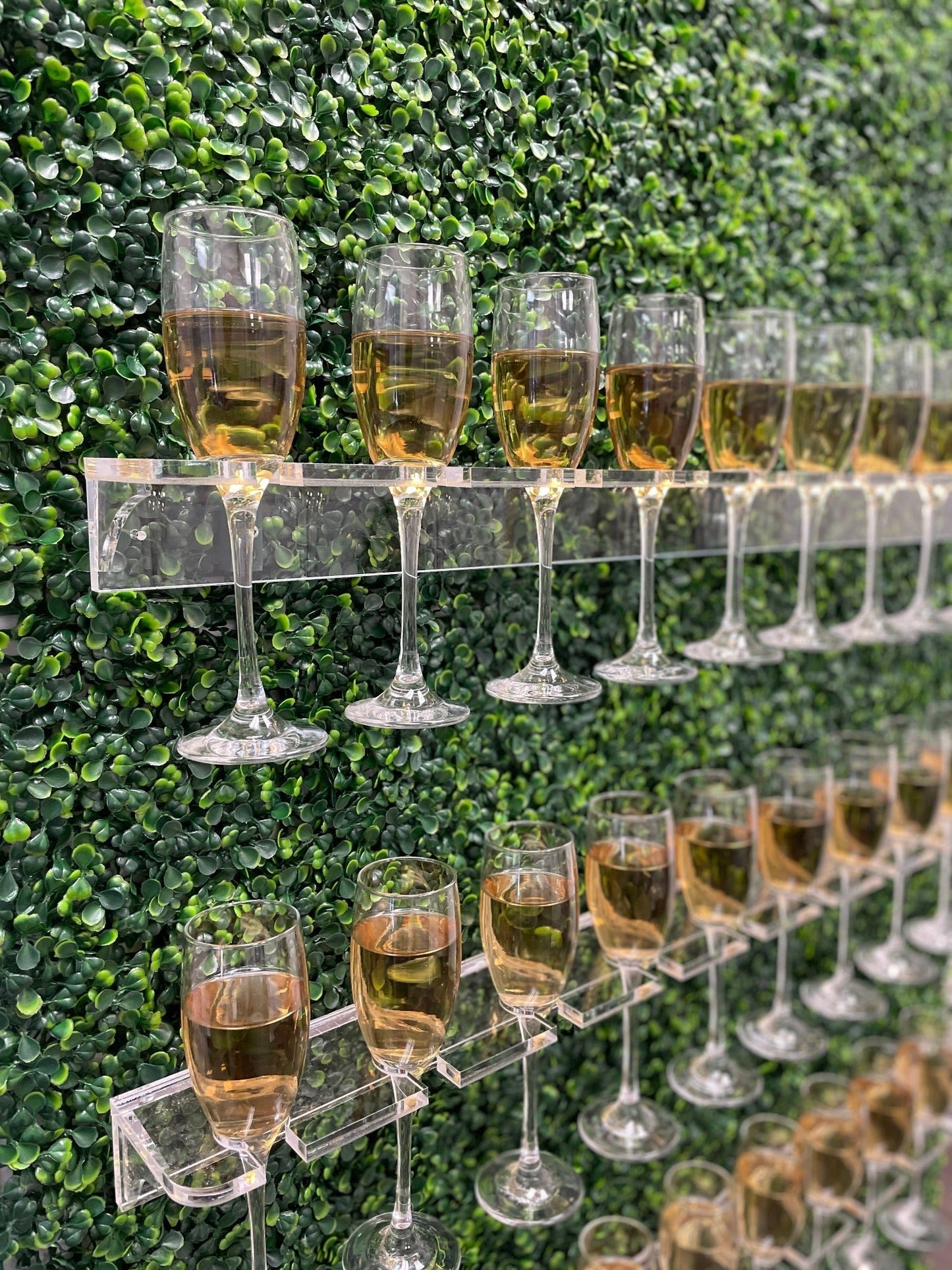 Stylish 40-Glass Flute Display wall, 4-Tier Champagne Holder