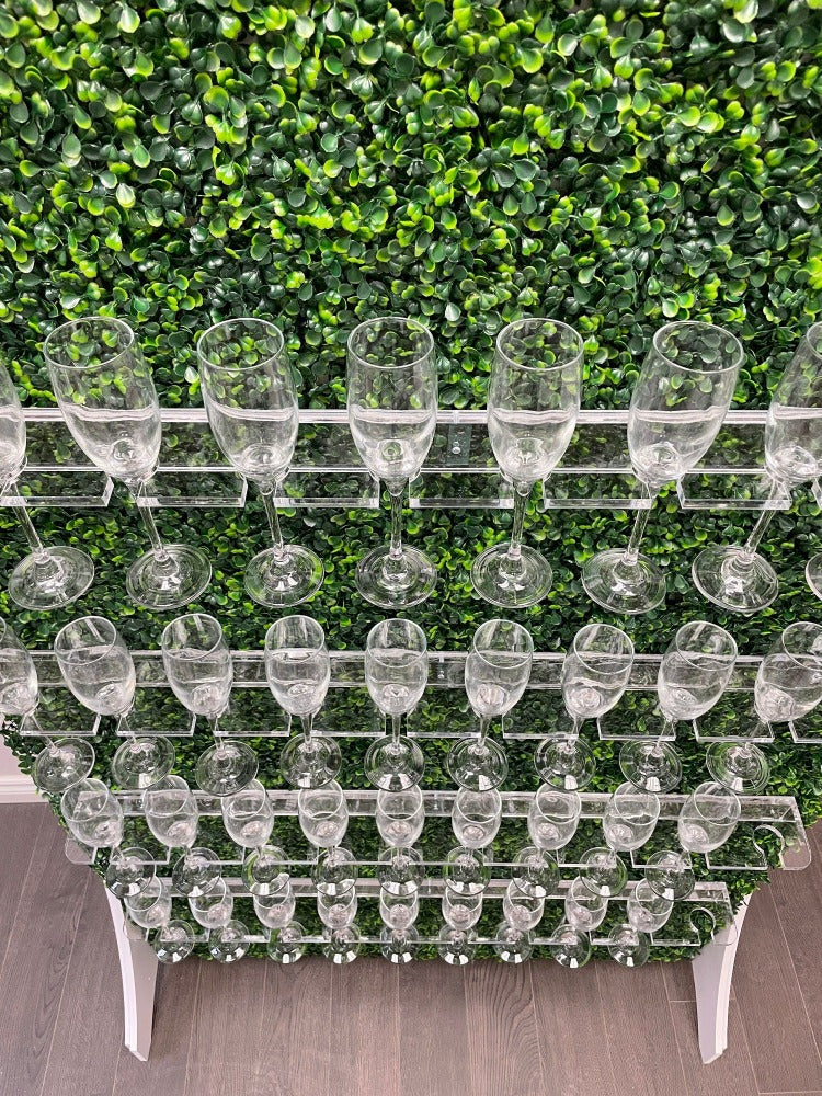 Stylish 40-Glass Flute Display wall, 4-Tier Champagne Holder