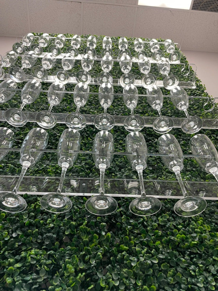 Stylish 40-Glass Flute Display wall, 4-Tier Champagne Holder