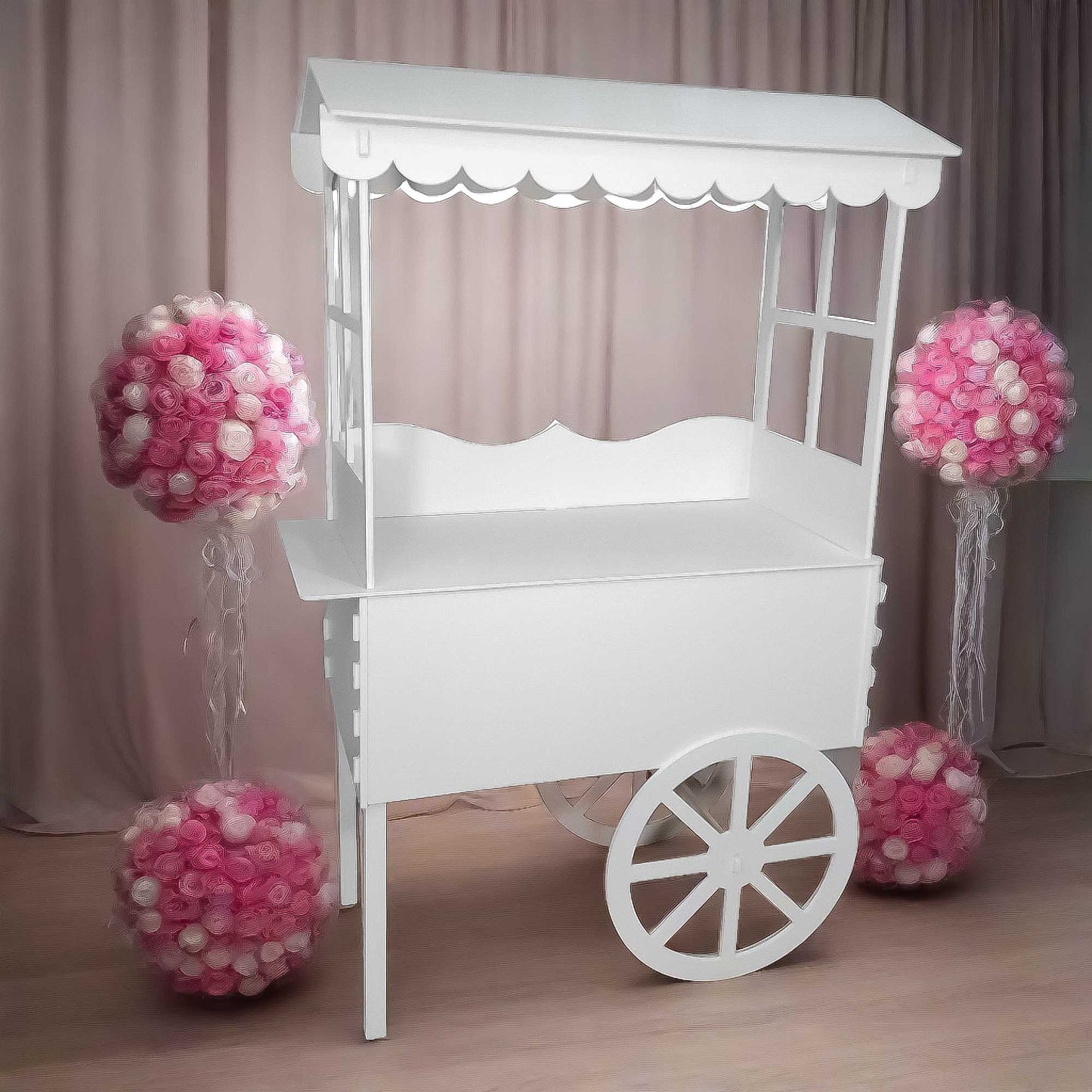 Candy Cart on Wheels with White Roof for Sale