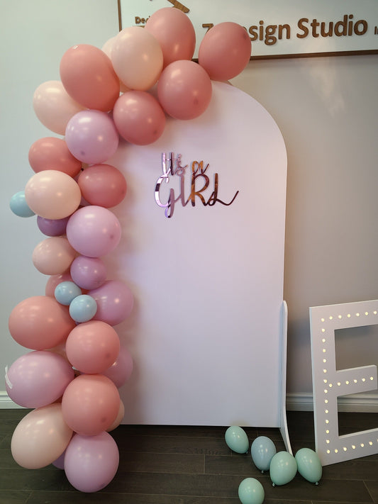 Pink and White Free Standing Arched Backdrop for Weddings and Birthdays