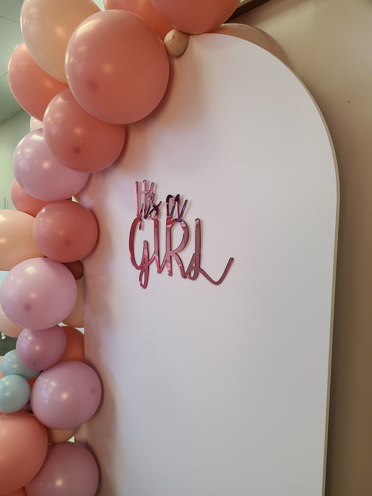 Pink and White Free Standing Arched Backdrop for Weddings and Birthdays