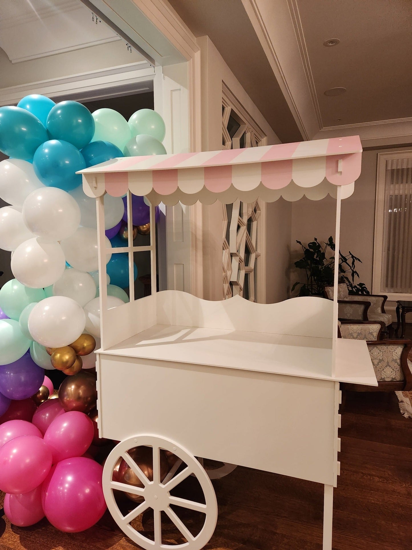 2024 Barbie and Ken Candy Cart, Pink and white& Blue and white Candy Cart