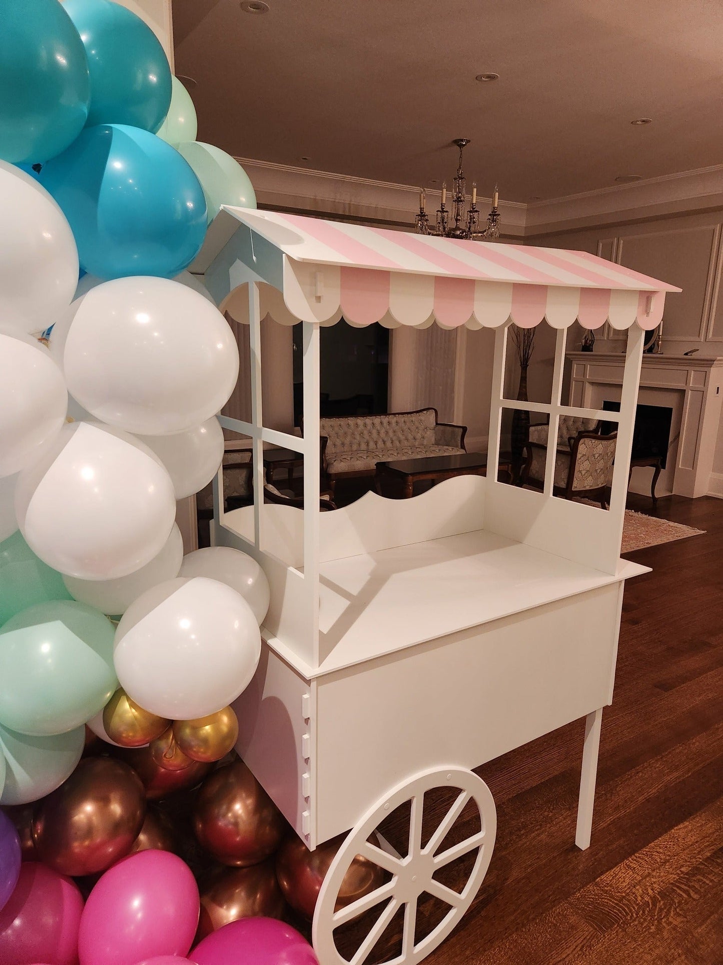 2024 Barbie and Ken Candy Cart, Pink and white& Blue and white Candy Cart