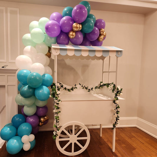 Party Decoration Cart on Wheels with Blue Roof for Sale!