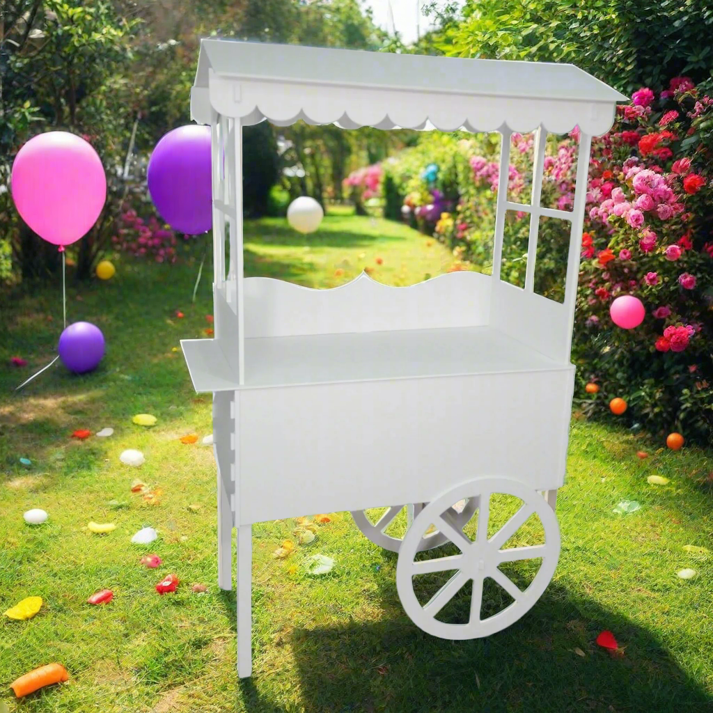 Candy Cart on Wheels with White Roof for Sale