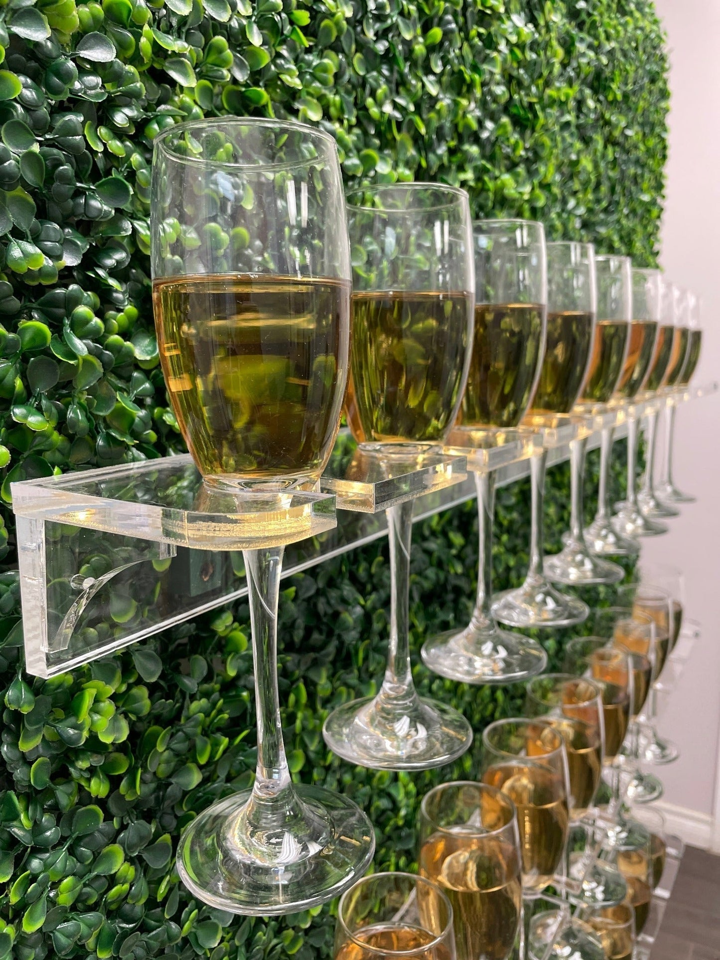Stylish 40-Glass Flute Display wall,  4-Tier Champagne  Holder