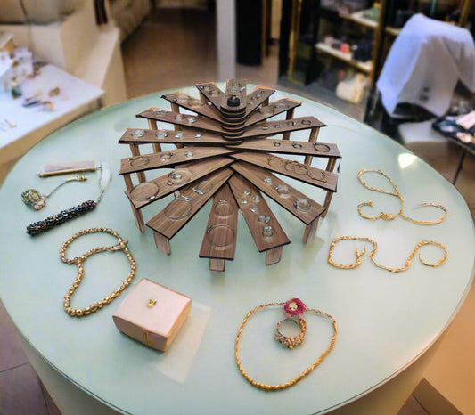 Multi-Tier Wooden Display Stand for Jewelry and Accessories